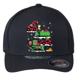 Construction Vehicle Christmas Red Trucks Winter Flexfit Unipanel Trucker Cap