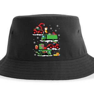 Construction Vehicle Christmas Red Trucks Winter Sustainable Bucket Hat