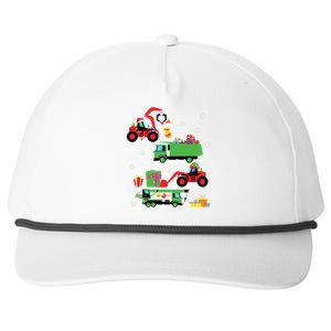 Construction Vehicle Christmas Red Trucks Winter Snapback Five-Panel Rope Hat