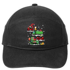 Construction Vehicle Christmas Red Trucks Winter 7-Panel Snapback Hat