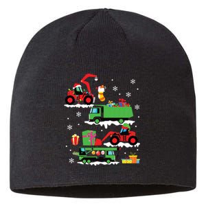 Construction Vehicle Christmas Red Trucks Winter Sustainable Beanie