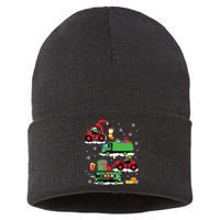 Construction Vehicle Christmas Red Trucks Winter Sustainable Knit Beanie