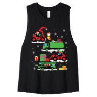 Construction Vehicle Christmas Red Trucks Winter Women's Racerback Cropped Tank