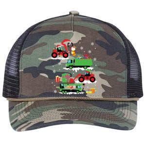 Construction Vehicle Christmas Red Trucks Winter Retro Rope Trucker Hat Cap