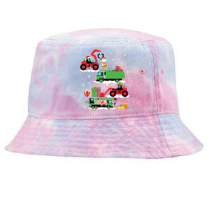 Construction Vehicle Christmas Red Trucks Winter Tie-Dyed Bucket Hat