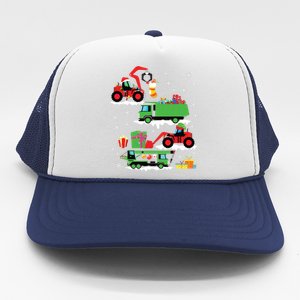 Construction Vehicle Christmas Red Trucks Winter Trucker Hat