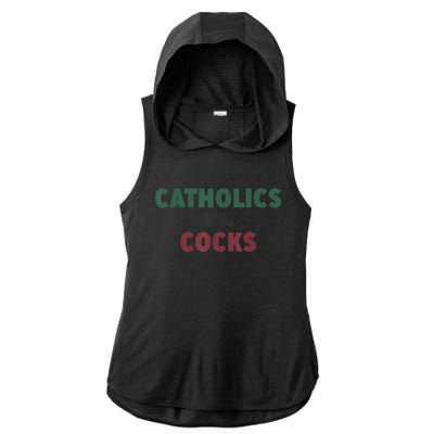 Catholics VS Cocks Funny Religious Ladies PosiCharge Tri-Blend Wicking Draft Hoodie Tank