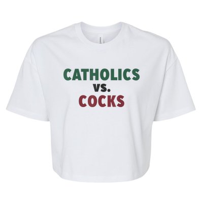 Catholics VS Cocks Funny Religious Bella+Canvas Jersey Crop Tee