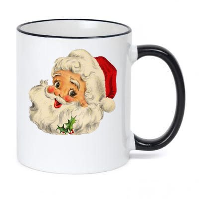 Cool Vintage Christmas Santa Claus Face Long Sleeve 11oz Black Color Changing Mug