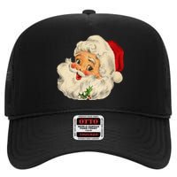 Cool Vintage Christmas Santa Claus Face Long Sleeve High Crown Mesh Back Trucker Hat