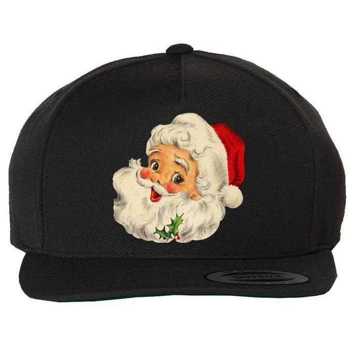 Cool Vintage Christmas Santa Claus Face Long Sleeve Wool Snapback Cap