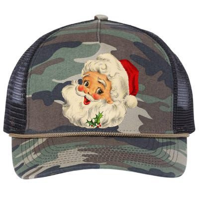 Cool Vintage Christmas Santa Claus Face Long Sleeve Retro Rope Trucker Hat Cap