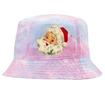 Cool Vintage Christmas Santa Claus Face Long Sleeve Tie-Dyed Bucket Hat