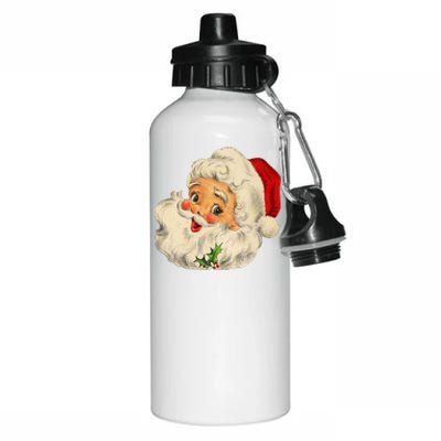 Cool Vintage Christmas Santa Claus Face Long Sleeve Aluminum Water Bottle 