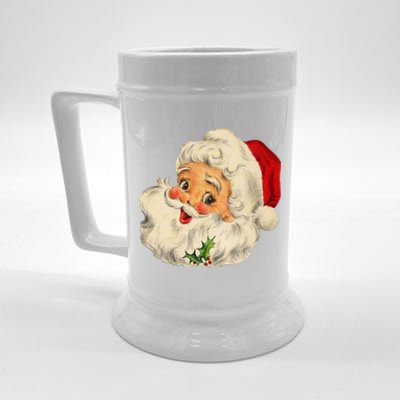 Cool Vintage Christmas Santa Claus Face Long Sleeve Beer Stein