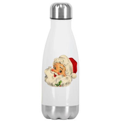 Cool Vintage Christmas Santa Claus Face Long Sleeve Stainless Steel Insulated Water Bottle