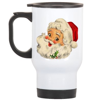 Cool Vintage Christmas Santa Claus Face Long Sleeve Stainless Steel Travel Mug