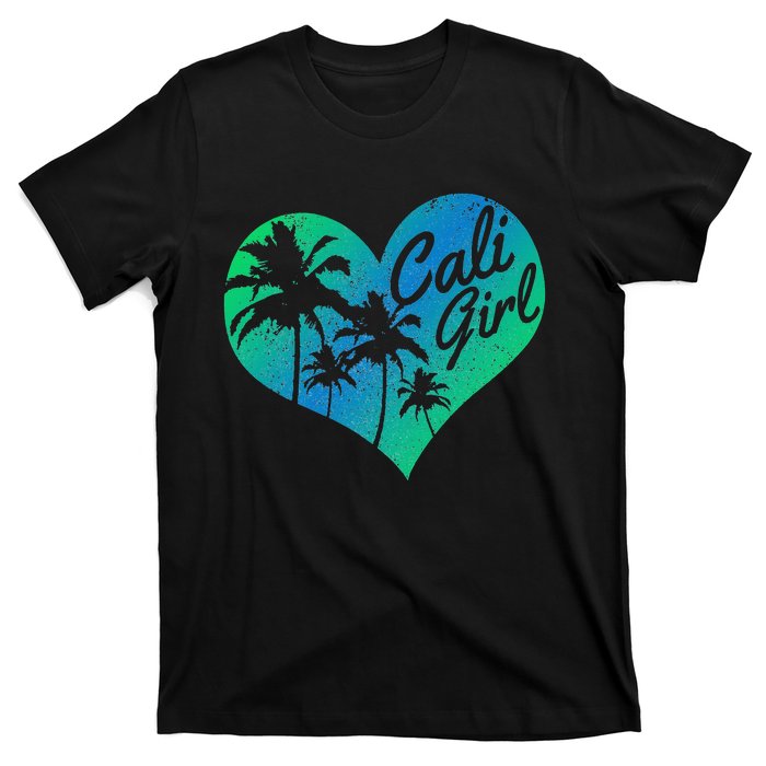 Cali Vintage California Heart Palm Trees Summer Gift T-Shirt