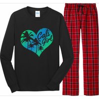 Cali Vintage California Heart Palm Trees Summer Gift Long Sleeve Pajama Set