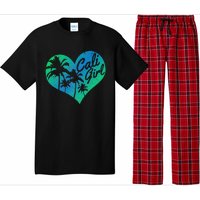 Cali Vintage California Heart Palm Trees Summer Gift Pajama Set