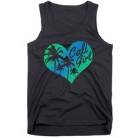 Cali Vintage California Heart Palm Trees Summer Gift Tank Top