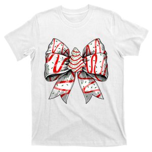 Christmas Vibes Coquette Bow Christmas Tree Cake T-Shirt