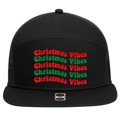 Christmas Vibes Cute Gift Holiday Gift For Christmas Parties Gift 7 Panel Mesh Trucker Snapback Hat