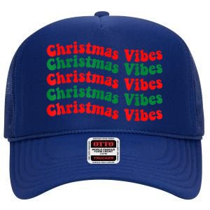 Christmas Vibes Cute Gift Holiday Gift For Christmas Parties Gift High Crown Mesh Back Trucker Hat