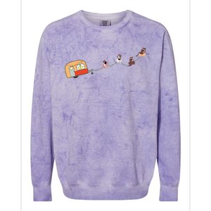 Camper Van Christmas Cow Sleigh Farmer Farm Animal Xmas Pj Colorblast Crewneck Sweatshirt