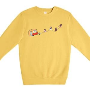 Camper Van Christmas Cow Sleigh Farmer Farm Animal Xmas Pj Premium Crewneck Sweatshirt