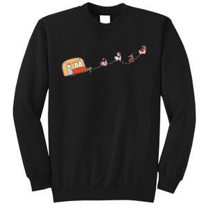 Camper Van Christmas Cow Sleigh Farmer Farm Animal Xmas Pj Sweatshirt