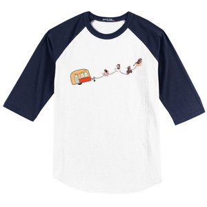 Camper Van Christmas Cow Sleigh Farmer Farm Animal Xmas Pj Baseball Sleeve Shirt