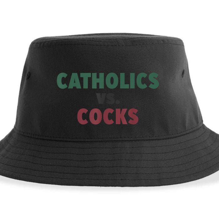 Catholics VS Cocks Funny Religious Sustainable Bucket Hat