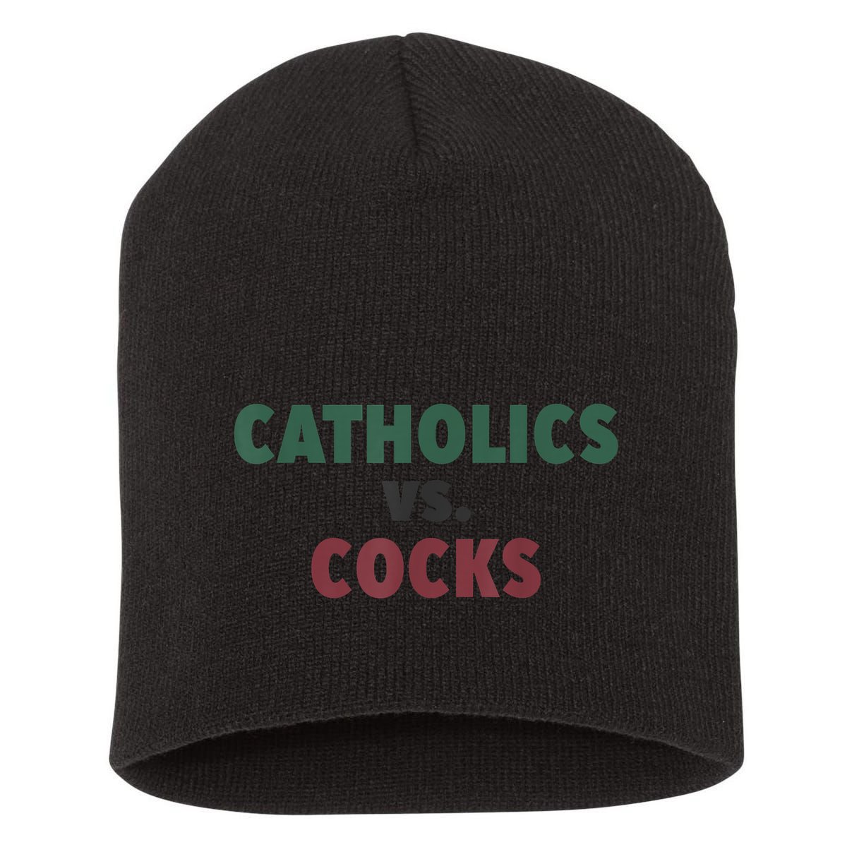 Catholics VS Cocks Funny Religious Short Acrylic Beanie
