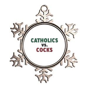 Catholics VS Cocks Funny Religious Metallic Star Ornament