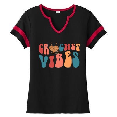 Crochet Vibes Crochet Lover Ladies Halftime Notch Neck Tee