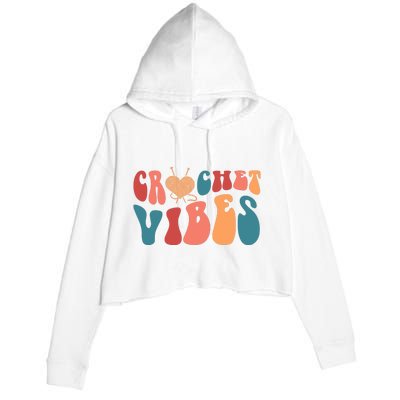 Crochet Vibes Crochet Lover Crop Fleece Hoodie