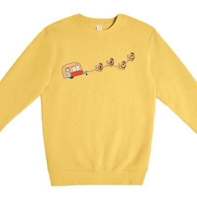 Camper Van Christmas Golden Retriever Sleigh Xmas Pajama Gift Premium Crewneck Sweatshirt