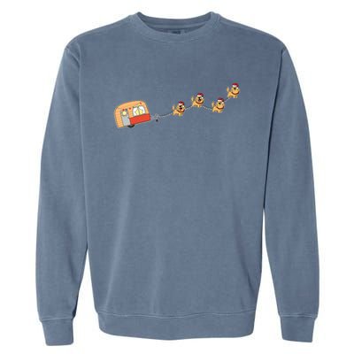 Camper Van Christmas Golden Retriever Sleigh Xmas Pajama Gift Garment-Dyed Sweatshirt