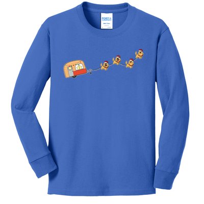 Camper Van Christmas Golden Retriever Sleigh Xmas Pajama Gift Kids Long Sleeve Shirt