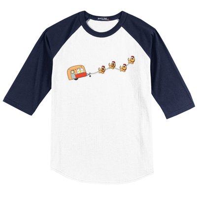 Camper Van Christmas Golden Retriever Sleigh Xmas Pajama Gift Baseball Sleeve Shirt