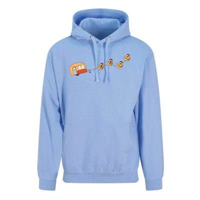 Camper Van Christmas Golden Retriever Sleigh Xmas Pajama Gift Unisex Surf Hoodie