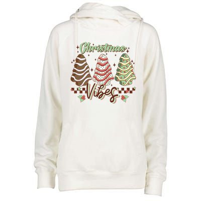 Christmas Vibes Cookie Tree Retro Womens Funnel Neck Pullover Hood