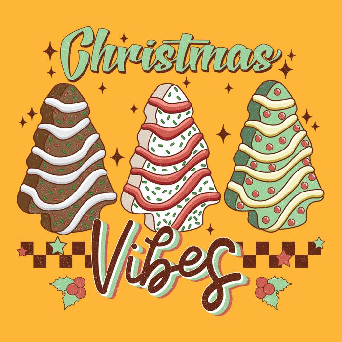 Christmas Vibes Cookie Tree Retro Pom Pom 12in Knit Beanie