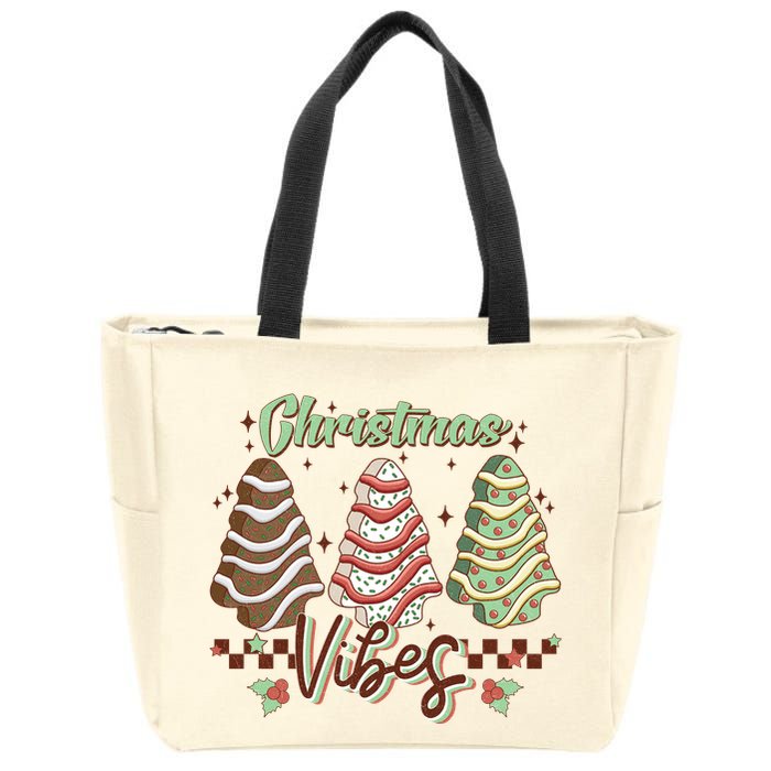 Christmas Vibes Cookie Tree Retro Zip Tote Bag