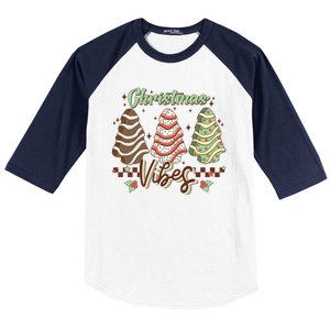 Christmas Vibes Cookie Tree Retro Baseball Sleeve Shirt