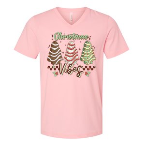 Christmas Vibes Cookie Tree Retro V-Neck T-Shirt