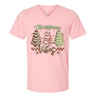 Christmas Vibes Cookie Tree Retro V-Neck T-Shirt