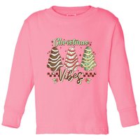 Christmas Vibes Cookie Tree Retro Toddler Long Sleeve Shirt