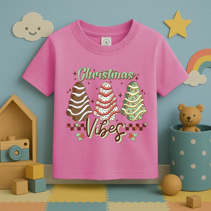 Christmas Vibes Cookie Tree Retro Toddler T-Shirt